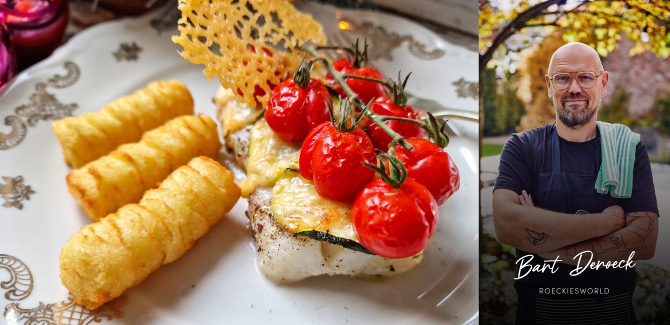 Bart Deroeck :<br> filet de cabillaud aux<br> tomates au miel r&ocirc;ties et<br> au Flandrien Grand Cru