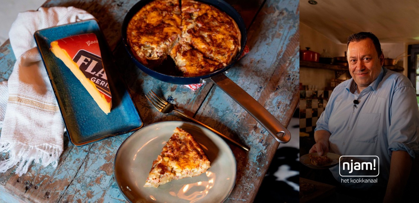 Bert Meewis :<br/>Quiche aux chicons, <br/>jambon et <br/>Flandrien Mi-Vieux