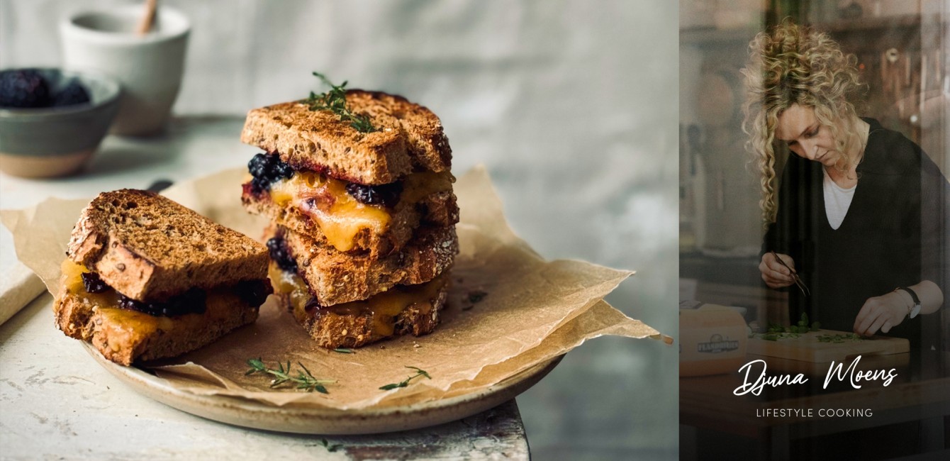 Djuna Moens:<br/> Croque met<br/> Flandrien Gerijpt, <br/>bramencompote en verse tijm