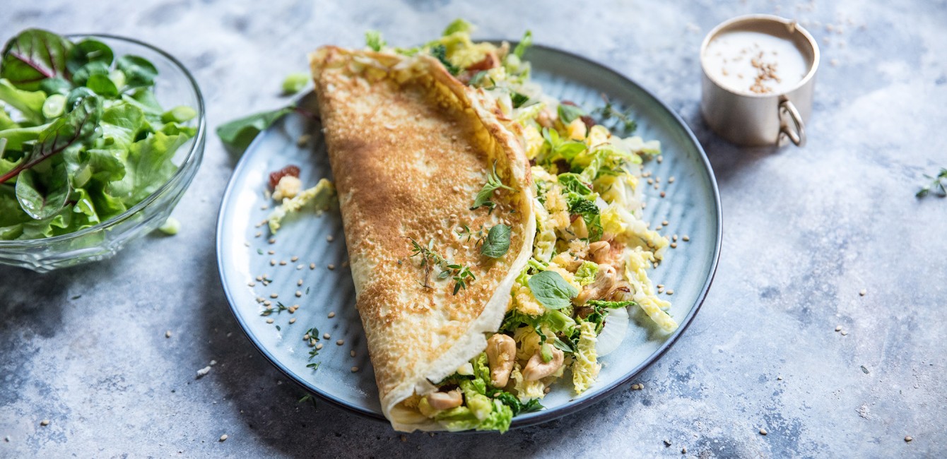 Hartige pannenkoeken<br/>met kool en Flandrien Oud