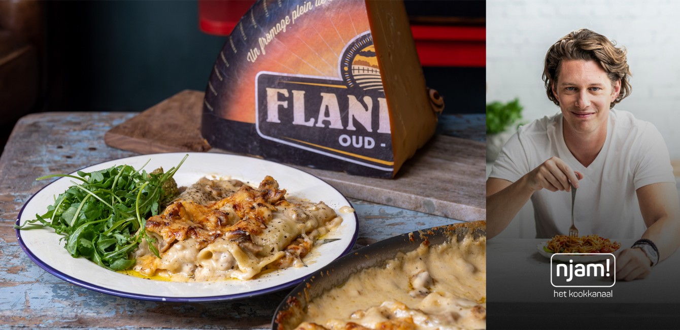 Jelle Beeckman :<br/> Cannellonis &agrave; la sauce<br/> au Flandrien Vieux, aux<br/> champignons et au pesto