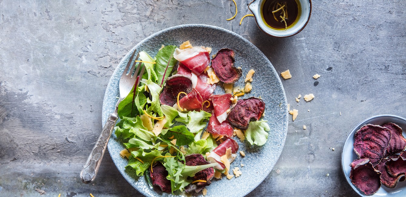 Salade au<br/>  Flandrien Jeune et<br/>  magret de canard fum&eacute;